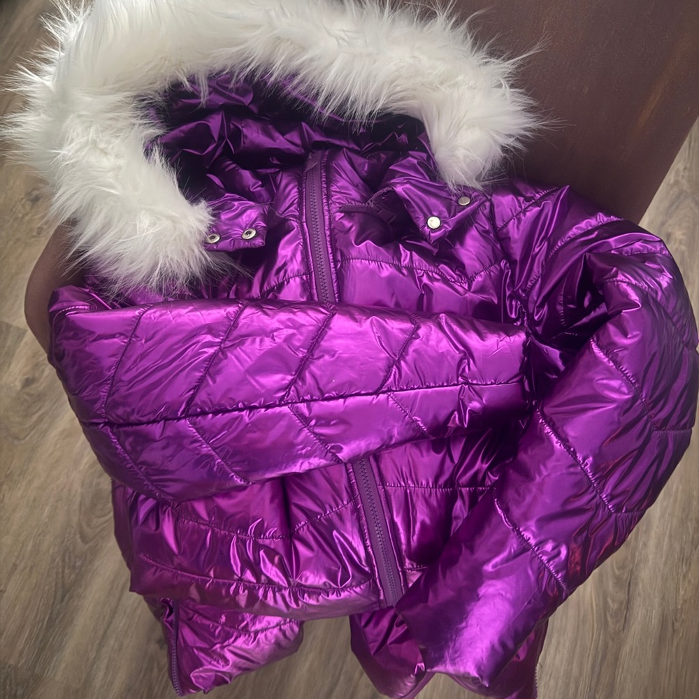 Vibrant Purple Snowsuit with Faux Fur Lined Hood